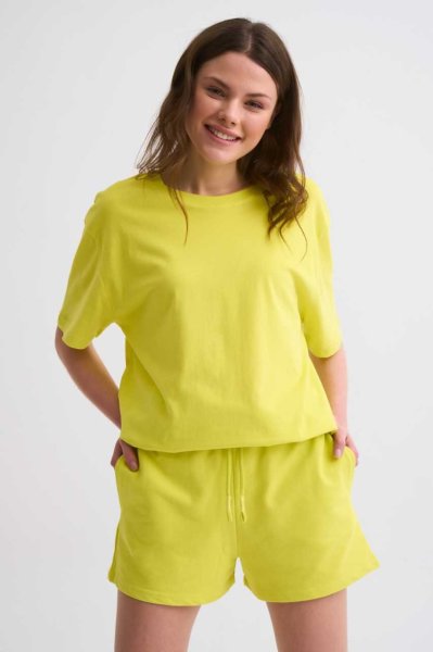 Organik Cepli Regular Fit Bağcıklı Kadın Şort - Sarı Sarı - S
