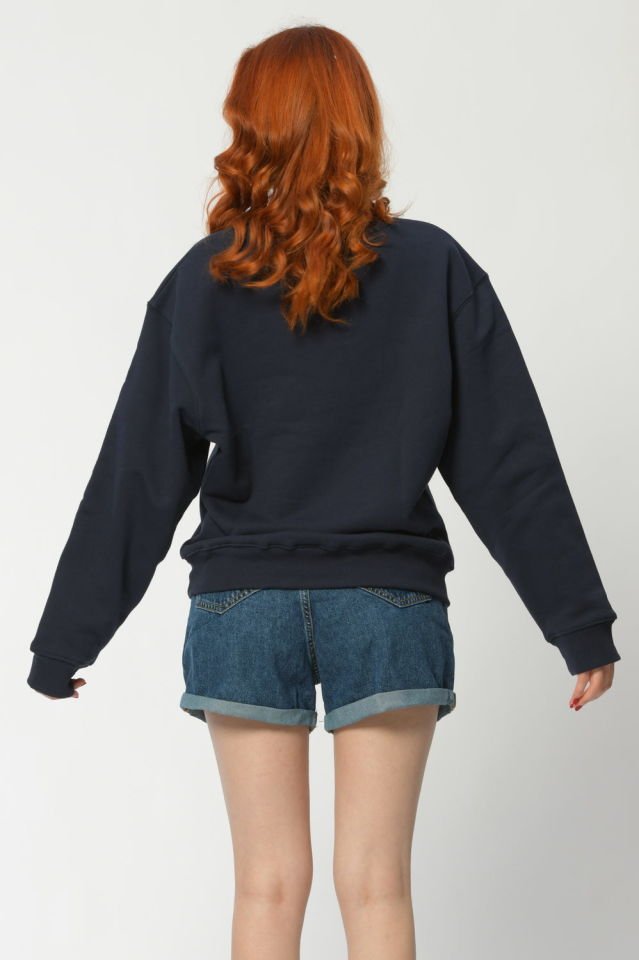 Cotton Candy Önü Yazılı Kadın Sweatshirt - Lacivert