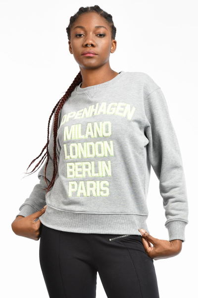 Cotton Candy Önü Yazılı Kadın Sweatshirt - Gri