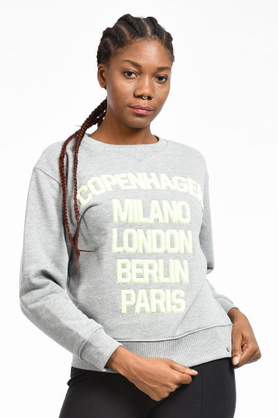 Cotton Candy Önü Yazılı Kadın Sweatshirt - Gri