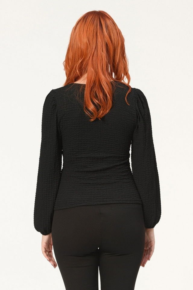 Big Dart Uzun Kollu Bluz  - Siyah