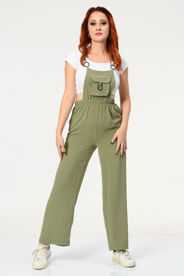 Big Dart Askılı Bahçıvan Tulum  - Yeşil