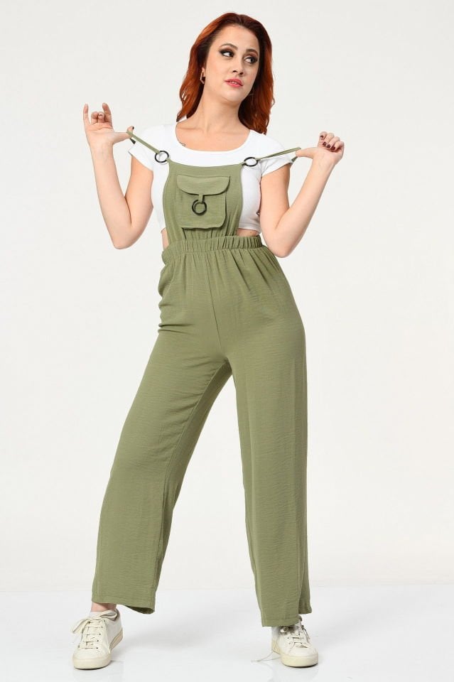 Big Dart Askılı Bahçıvan Tulum  - Yeşil