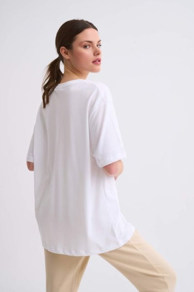Organik Regular Fit Kısa Kollu Kadın Tişört - Beyaz Beyaz - XL