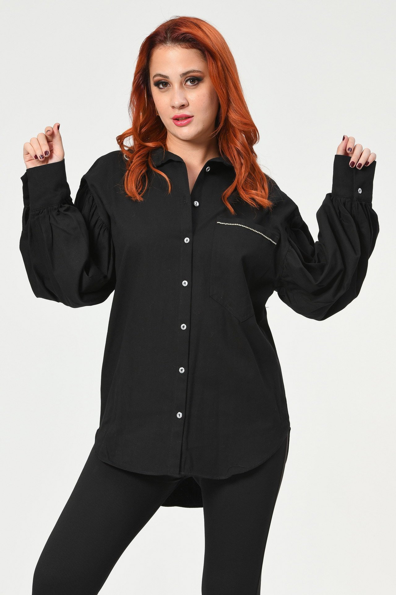 MD Trend Oversize Siyah Gömlek  - Siyah