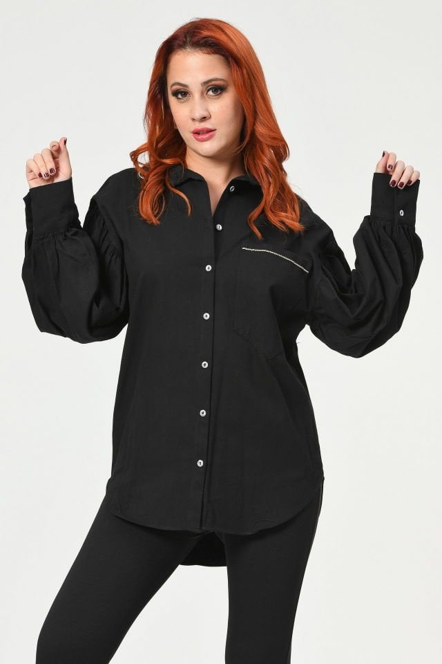 MD Trend Oversize Siyah Gömlek  - Siyah