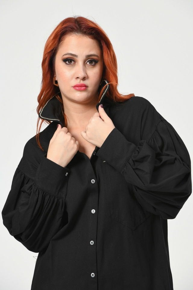 MD Trend Oversize Siyah Gömlek  - Siyah