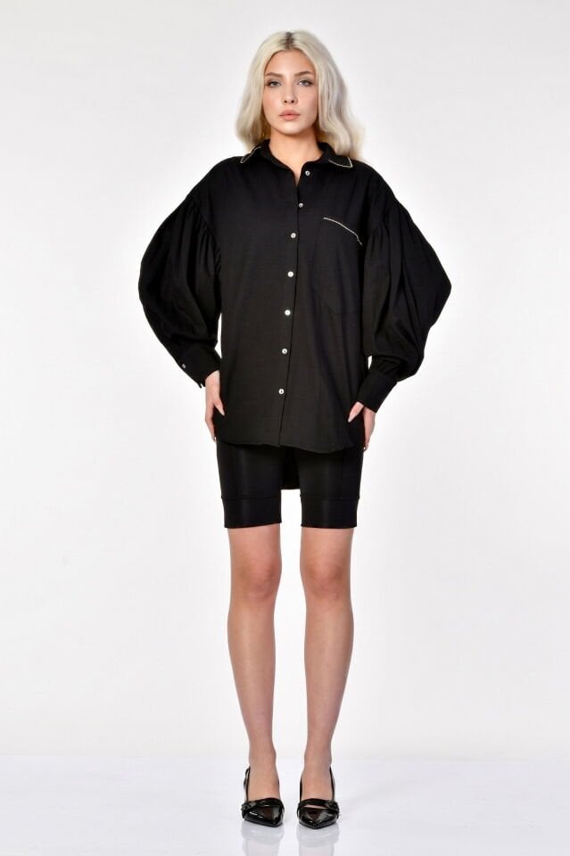 MD Trend Oversize Siyah Gömlek  - Siyah