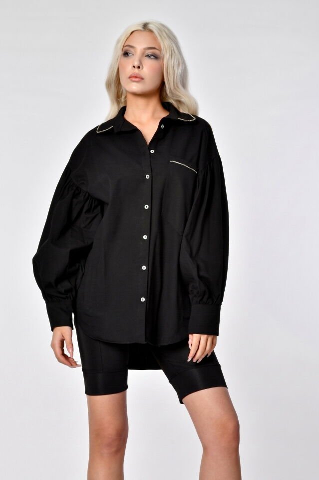 MD Trend Oversize Siyah Gömlek  - Siyah