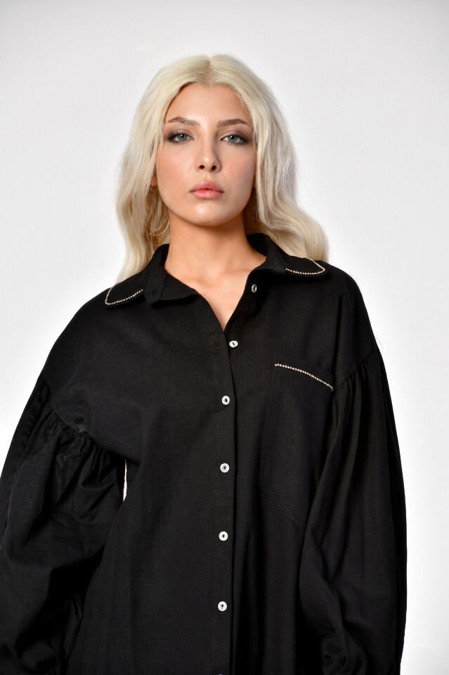 MD Trend Oversize Siyah Gömlek  - Siyah