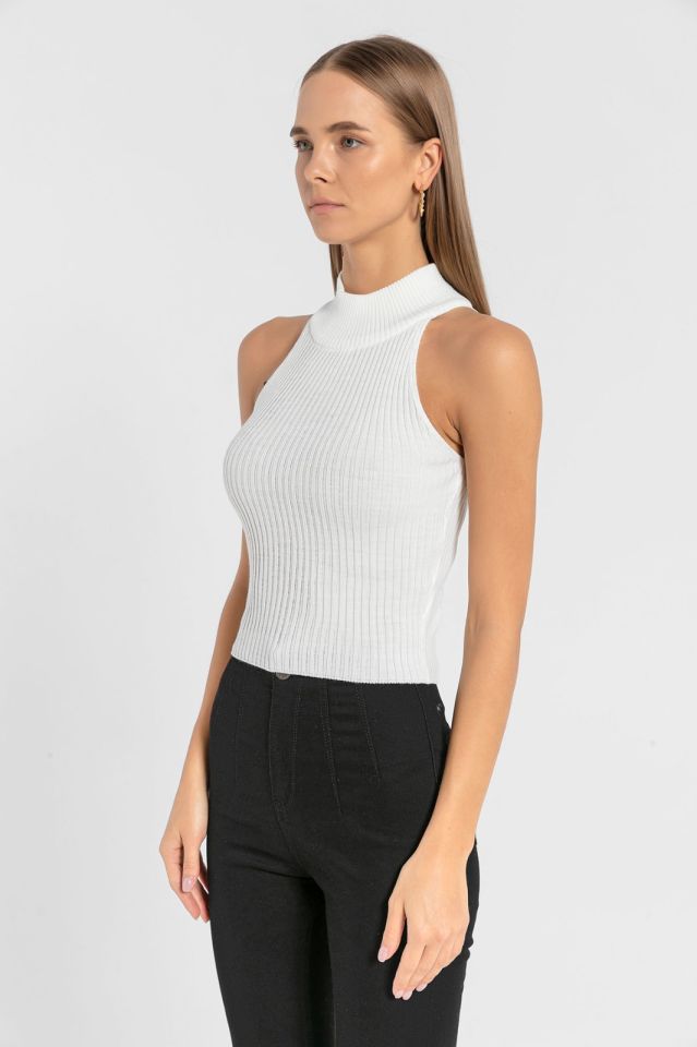 Miss Poem Kolsuz Dar Kesim Triko  - Ekru