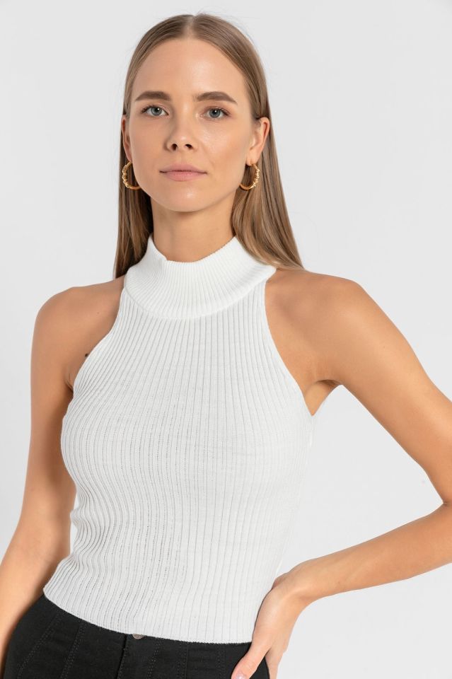 Miss Poem Kolsuz Dar Kesim Triko  - Ekru