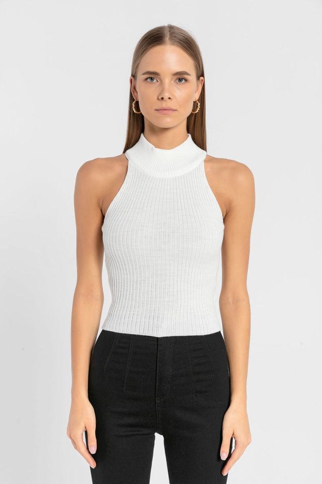 Miss Poem Kolsuz Dar Kesim Triko  - Ekru