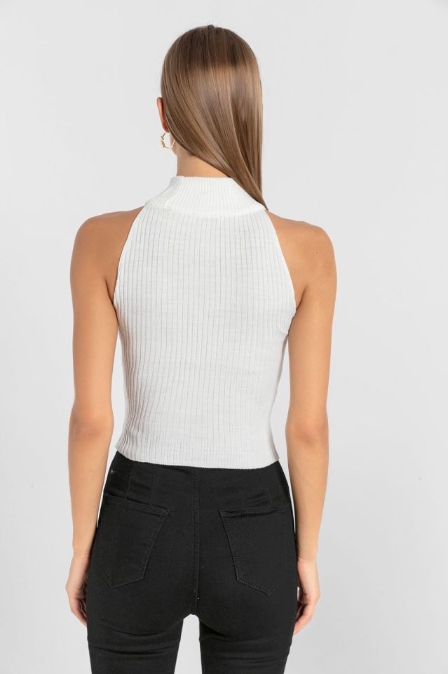 Miss Poem Kolsuz Dar Kesim Triko  - Ekru