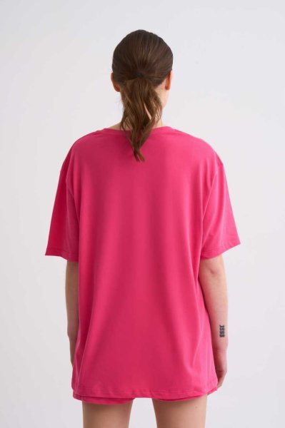 Organik Regular Fit Kısa Kollu Kadın Tişört - Pembe Pembe - XL