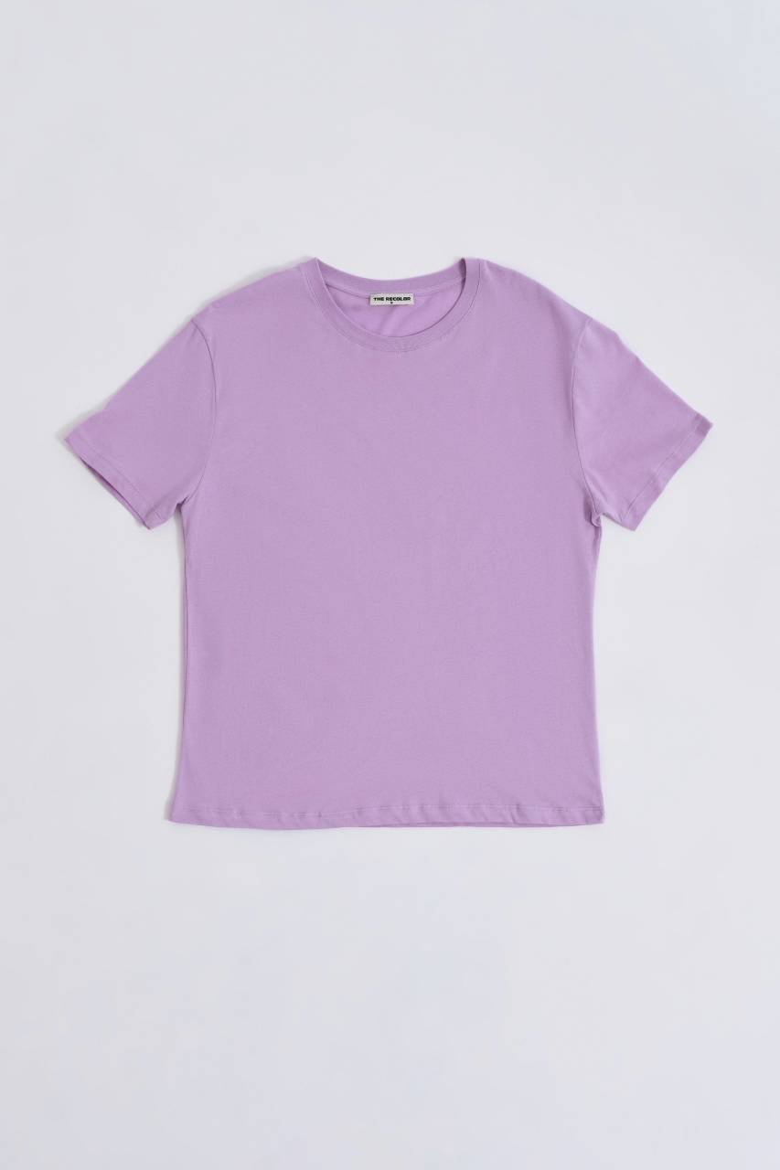 Organik Regular Fit Kısa Kollu Kadın Tişört - Lila Lila - XS