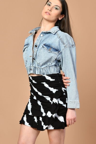 Zebra Desenli Etek - Siyah