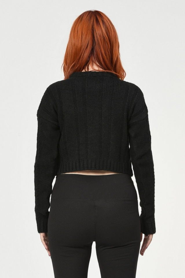 Miss Poem Uzun Kollu Kazak  - Siyah