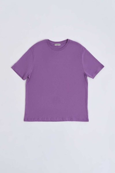 Organik Regular Fit Kısa Kollu Kadın Tişört - Mor Mor - XL