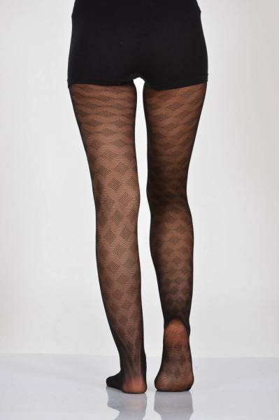 Müjde Küp Desenli Kalın Külotlu Çorap - Siyah