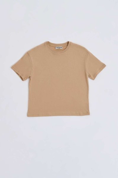 Organik Kısa Kollu Yuvarlak Yaka Erkek Çocuk Tişört - Bej Bej - 8-10