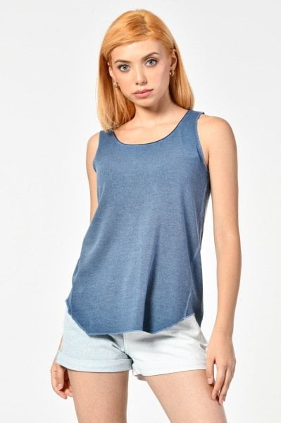 Cotton Candy Yuvarlak Yaka Atlet  - Indigo