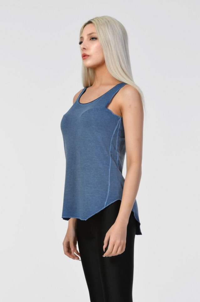 Cotton Candy Yuvarlak Yaka Atlet  - Indigo