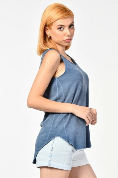 Cotton Candy Yuvarlak Yaka Atlet  - Indigo