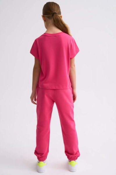 Organik Kısa Kollu Kız Çocuk Crop Tişört - Pembe Pembe - 10-12