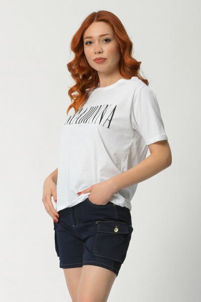 Madonna Baskılı Kısa Kollu Yuvarlak Yaka Kadın Tişört