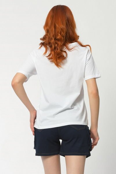 Madonna Baskılı Kısa Kollu Yuvarlak Yaka Kadın Tişört Beyaz - L