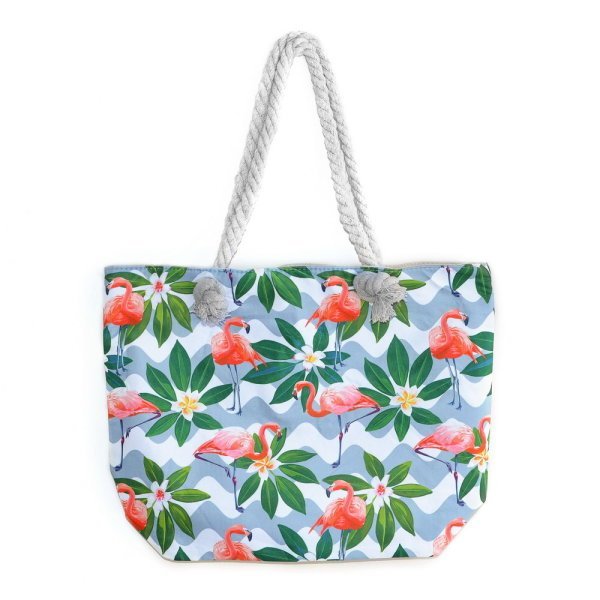 Flamingo Baskılı Çok Renkli Su Geçirmez Plaj Çantası
