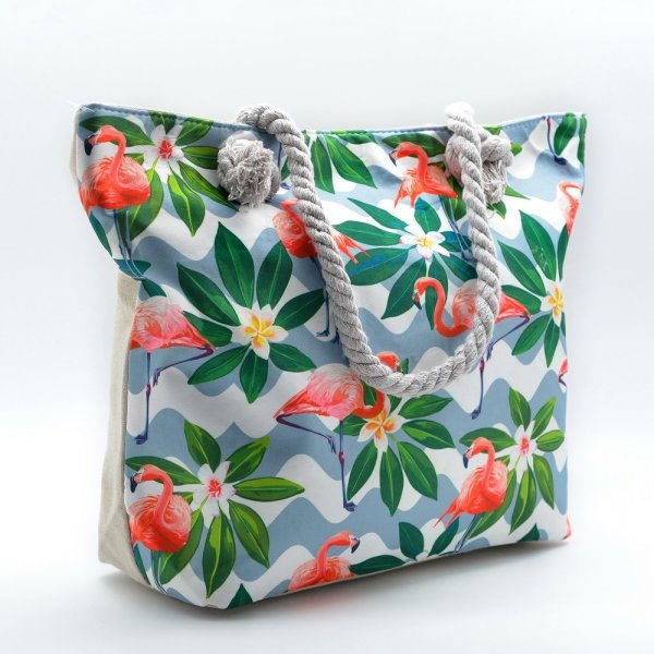 Flamingo Baskılı Çok Renkli Su Geçirmez Plaj Çantası