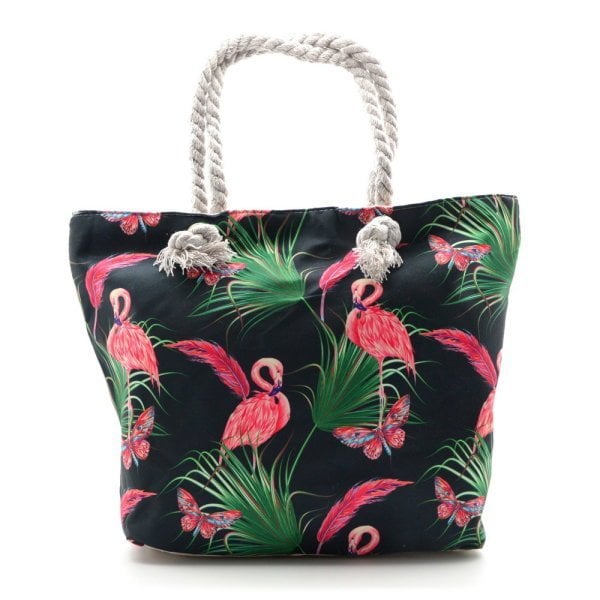 Flamingo Baskılı Çok Renkli Su Geçirmez Plaj Çantası