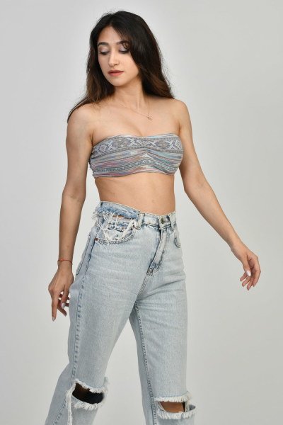 Moda1001 Etnik Desen Büstiyer  - Çok Renkli