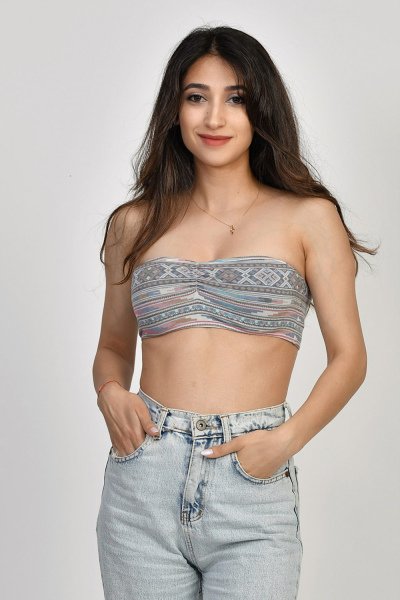 Moda1001 Etnik Desen Büstiyer  - Çok Renkli