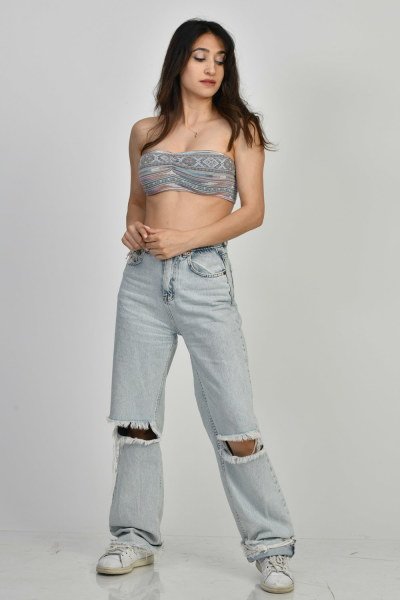 Moda1001 Etnik Desen Büstiyer  - Çok Renkli