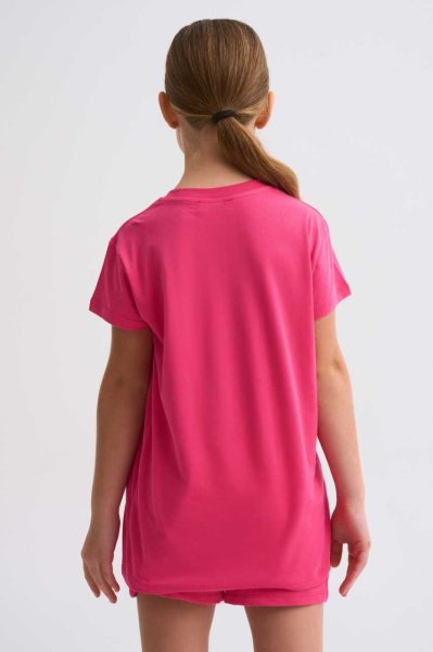 Organik Kısa Kollu Kız Çocuk Tişört - Pembe Pembe - 8-10