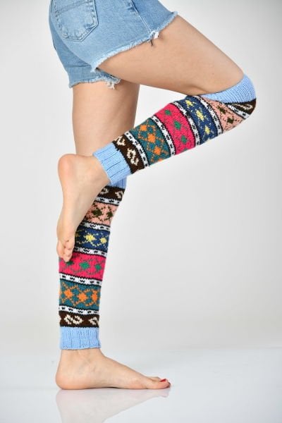 Kadın El Örgüsü Yün Tozluk