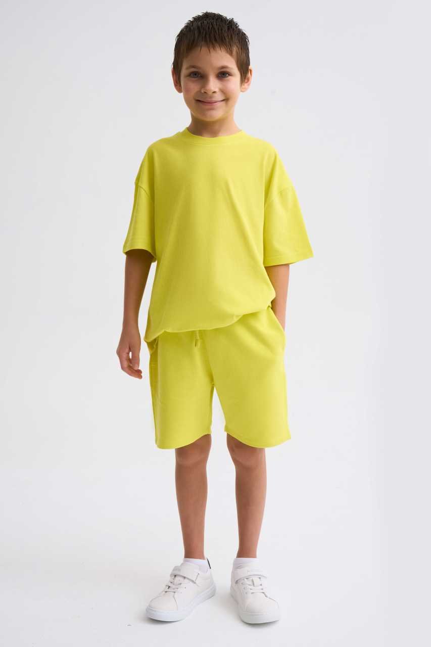 Organik Bağcıklı Erkek Çocuk Bermuda Şort - Sarı Sarı - 12-14