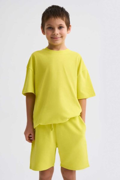 Organik Bağcıklı Erkek Çocuk Bermuda Şort - Sarı Sarı - 12-14