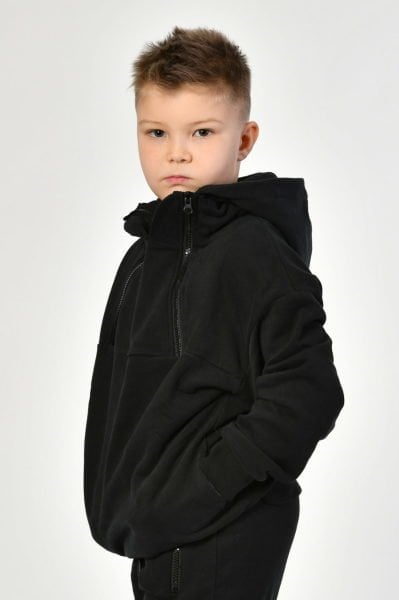 Noori Cepli, Kapüşonlu, Fermuarlı Erkek Çocuk Sweatshirt  - Siyah
