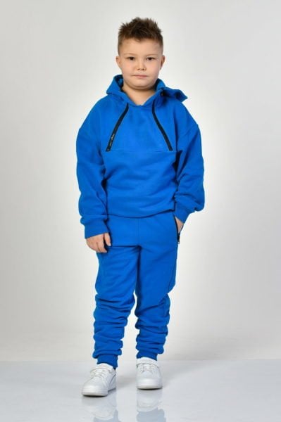 Noori Cepli, Kapüşonlu, Fermuarlı Erkek Çocuk Sweatshirt  - Saks Mavisi