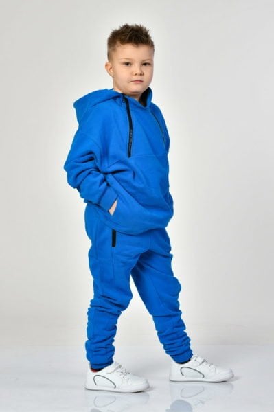Noori Cepli, Kapüşonlu, Fermuarlı Erkek Çocuk Sweatshirt  - Saks Mavisi