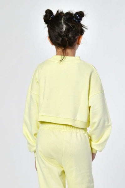 Noori Bisiklet Yaka Crop Kız Çocuk Sweatshirt  - Limon Sarısı