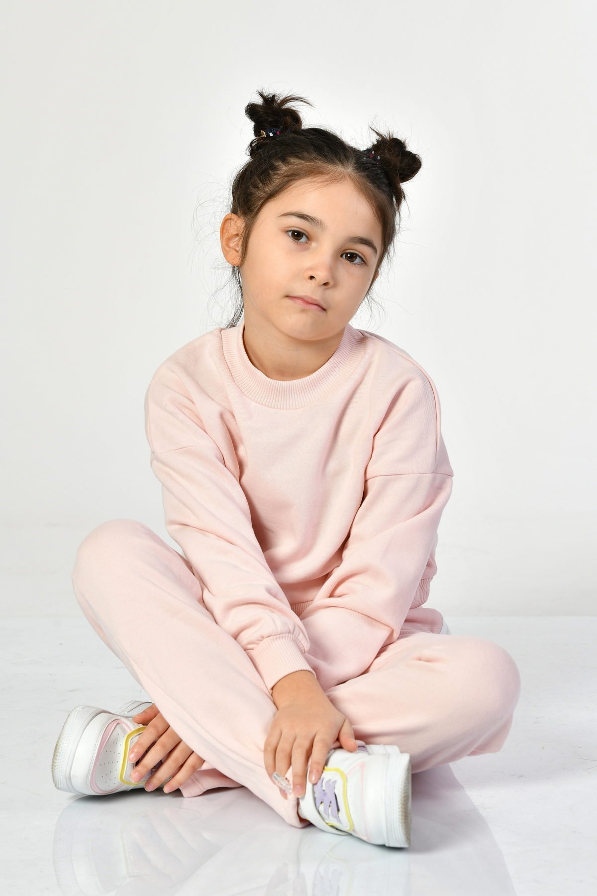 Noori Bisiklet Yaka Crop Kız Çocuk Sweatshirt  - Pembe