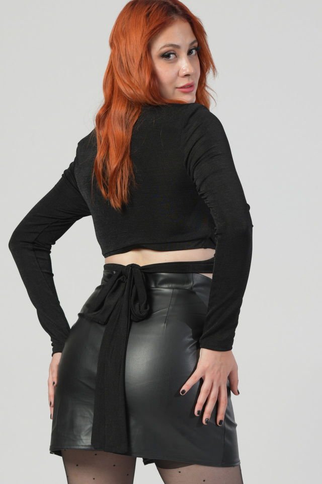 Lefon Jersey Crop Top  - Siyah