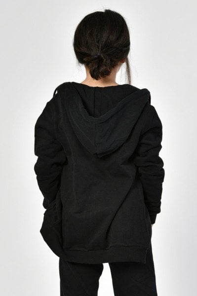Noori Cepli, Kapüşonlu, Fermuarlı Kız Çocuk Sweatshirt  - Siyah