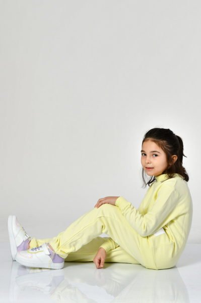 Noori Bisiklet Yaka Cepli Kız Çocuk Sweatshirt  - Limon Sarısı