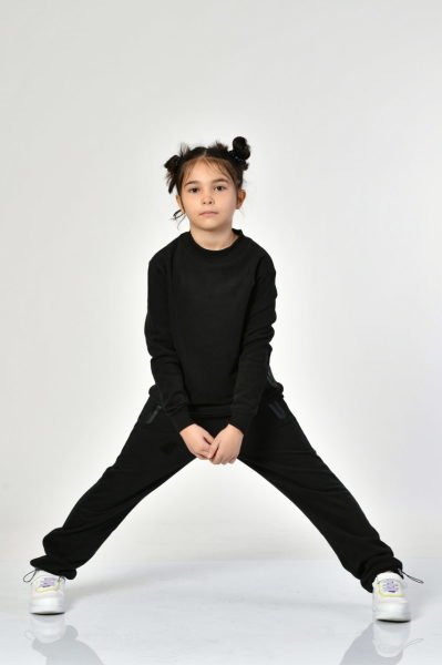 Noori Bisiklet Yaka Cepli Kız Çocuk Sweatshirt  - Siyah